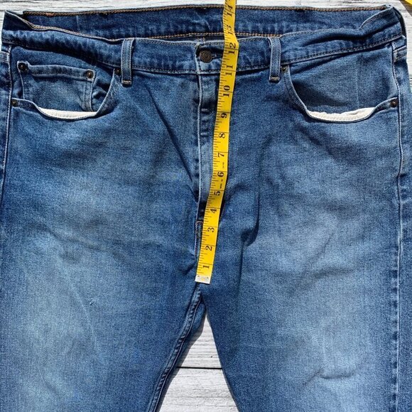 Levi's 505 Regular Fit Distressed Light Wash Denim Straight Leg Jeans - Picture 8 of 11